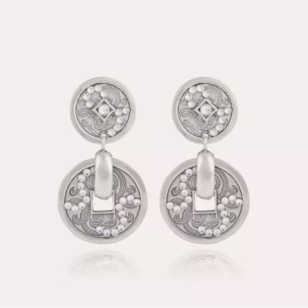 NEW GAS BIJOUX Aurelia Strass Earrings Silver